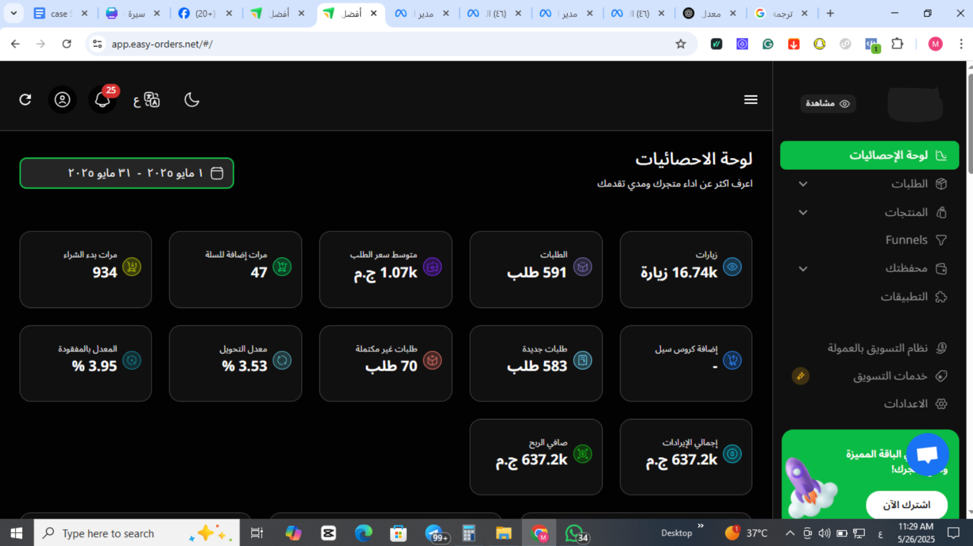 براند إلكترونيات مستوردة - لقطة من لوحة الأداء